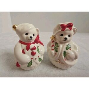 Lenox Christmas Teddy Bear Salt & Pepper Shaker Set  2 1/2" (SEE DESCRIPTION)